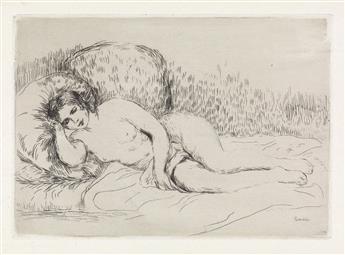 PIERRE-AUGUSTE RENOIR Femme nue couché (tournée à droite), 1re planche * Femme couchée (tournée à gauche).